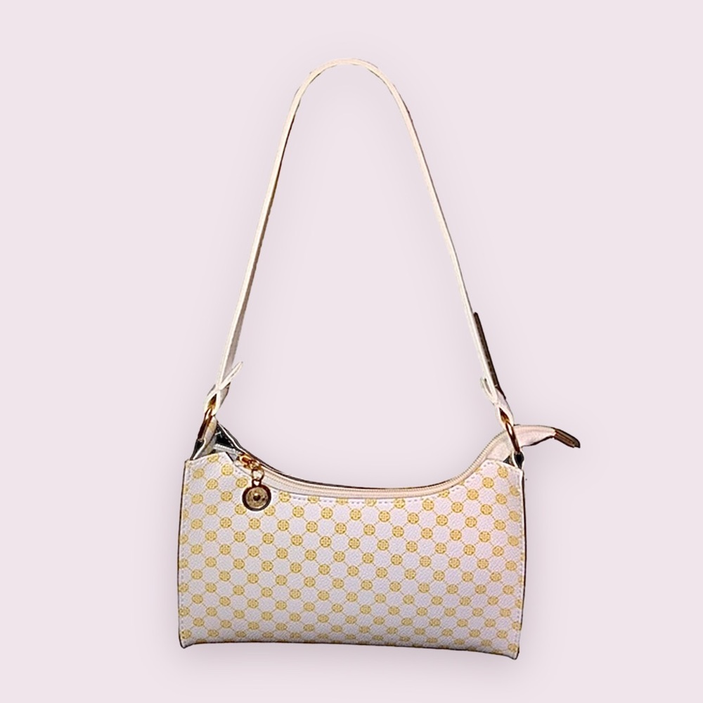 SHEIN White Geometric Pattern Baguette Purse
